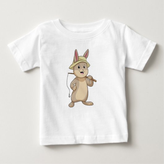 Kaninchen als Fisher mit Angelrute Baby T-shirt (Vorderseite)