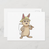 Kaninchen als Fisher mit Angelrute Postkarte (Vorne/Hinten)