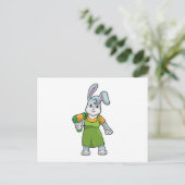 Kaninchen als Friseur mit Föhn Postkarte (Stehend Vorderseite)