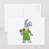 Kaninchen als Friseur mit Föhn Postkarte (Vorne/Hinten)