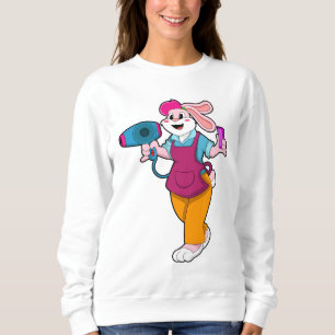 Kaninchen als Friseur mit Fön und Kamin Sweatshirt