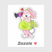 Kaninchen als Frisör Aufkleber (Blatt)