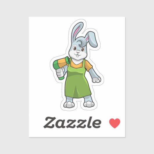 Kaninchen als Frisör Aufkleber (Blatt)