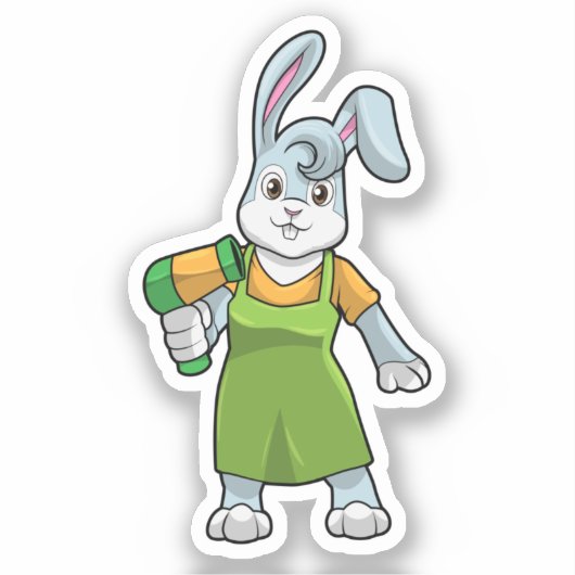 Kaninchen als Frisör Aufkleber (Vorderseite)