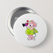 Kaninchen als Frisör Button (Vorne & Hinten)