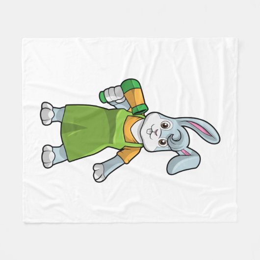 Kaninchen als Frisör Fleecedecke (Vorderseite (Horizontal))