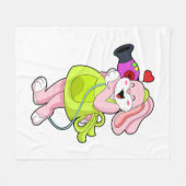 Kaninchen als Frisör Fleecedecke (Vorderseite (Horizontal))