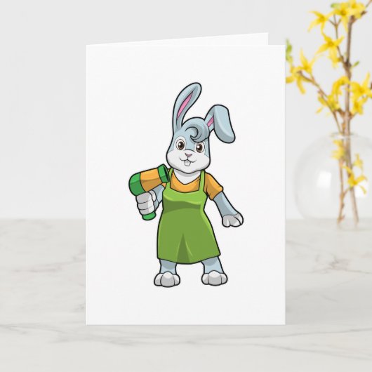 Kaninchen als Frisör Karte (Gelbe Blume)