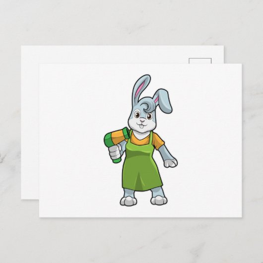 Kaninchen als Frisör Postkarte (Vorne/Hinten)