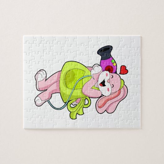 Kaninchen als Frisör Puzzle (Horizontal)