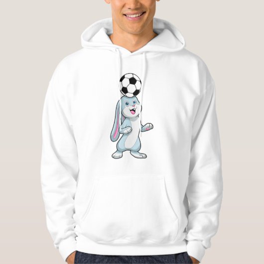 Kaninchen als Fußballspieler mit Fußball Hoodie (Vorderseite)