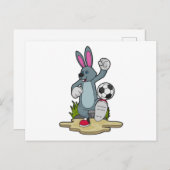 Kaninchen als Fußballspieler mit Fußball Postkarte (Vorne/Hinten)