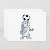 Kaninchen als Fußballspieler mit Fußball Postkarte (Vorne/Hinten)