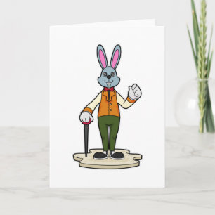 Kaninchen als Gentleman mit Cane Karte