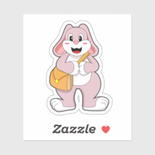 Kaninchen als Hiker mit Tasche Aufkleber