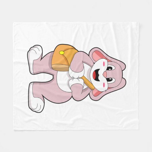Kaninchen als Hiker mit Tasche Fleecedecke (Vorderseite (Horizontal))