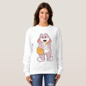 Kaninchen als Hiker mit Tasche Sweatshirt (Vorne ganz)