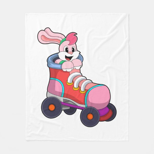 Kaninchen als Inline-Skater mit Inline-Skaten Fleecedecke (Vorderseite)