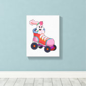 Kaninchen als Inline-Skater mit Inline-Skaten Leinwanddruck (Insitu (Holzboden))