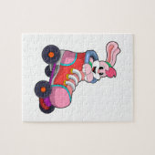 Kaninchen als Inline-Skater mit Inline-Skaten Puzzle (Horizontal)