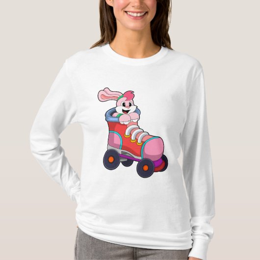Kaninchen als Inline-Skater mit Inline-Skaten T-Shirt (Vorderseite)