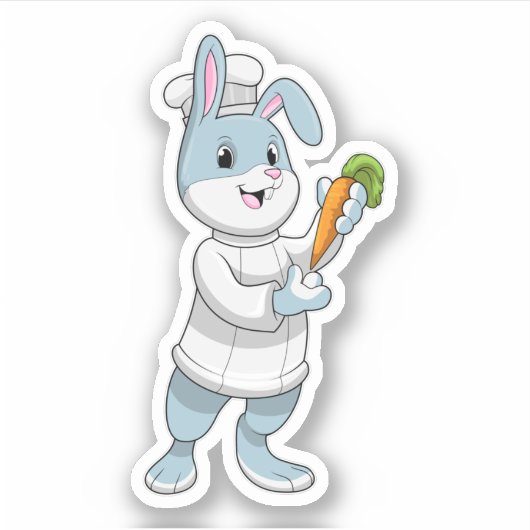 Kaninchen als Koch mit Carrot Aufkleber (Vorderseite)