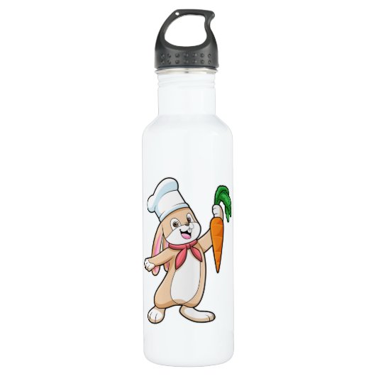 Kaninchen als Koch mit Carrot Edelstahlflasche (Vorderseite)