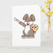 Kaninchen als Maler mit Pinsel und Farbe Karte (Gelbe Blume)