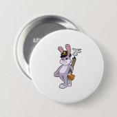 Kaninchen als Polizeibeamter mit Polizeihut Button (Vorne & Hinten)