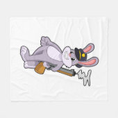 Kaninchen als Polizeibeamter mit Polizeihut Fleecedecke (Vorderseite (Horizontal))