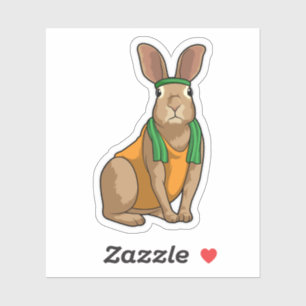 Kaninchen als Runner mit Handtuch Aufkleber