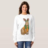 Kaninchen als Runner mit Handtuch Sweatshirt (Vorne ganz)