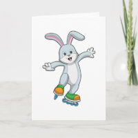 Kaninchen als Skater mit Inline-Skaten
