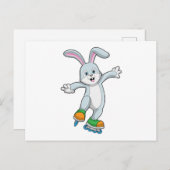 Kaninchen als Skater mit Inline-Skaten Postkarte (Vorne/Hinten)