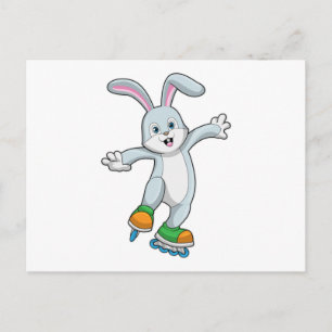 Kaninchen als Skater mit Inline-Skaten Postkarte