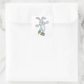 Kaninchen als Skater mit Inline-Skaten Quadratischer Aufkleber (Tasche)