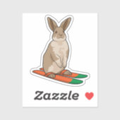 Kaninchen als Skifahrer mit Ski Aufkleber (Blatt)