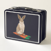 Kaninchen als Skifahrer mit Ski Metall Brotdose (Rückseite)