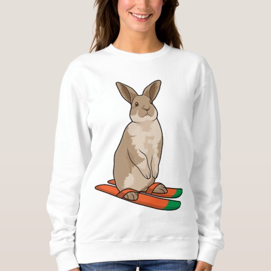 Kaninchen als Skifahrer mit Ski Sweatshirt (Vorderseite)