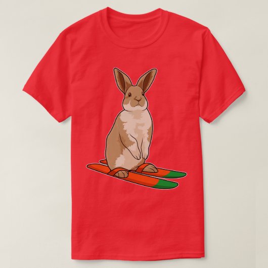 Kaninchen als Skifahrer mit Ski T-Shirt (Design vorne)