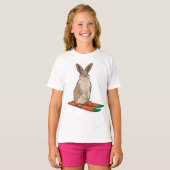 Kaninchen als Skifahrer mit Ski T-Shirt (Vorne ganz)