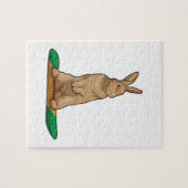 Kaninchen als Snowboarder mit Snowboard Puzzle (Horizontal)