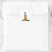 Kaninchen als Snowboarder mit Snowboard Quadratischer Aufkleber (Tasche)