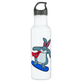 Kaninchen als Snowboarder mit Snowboard & Scarf Edelstahlflasche (Vorderseite)