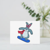 Kaninchen als Snowboarder mit Snowboard & Scarf Postkarte (Stehend Vorderseite)