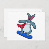 Kaninchen als Snowboarder mit Snowboard & Scarf Postkarte (Vorne/Hinten)