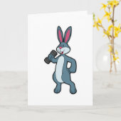 Kaninchen am Krafttraining mit Dumbell Karte (Gelbe Blume)