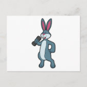 Kaninchen am Krafttraining mit Dumbell Postkarte (Vorderseite)