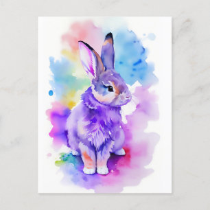 Kaninchen-Aquarellbild 2 Feiertagspostkarte