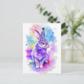 Kaninchen-Aquarellbild 2 Feiertagspostkarte (Stehend Vorderseite)